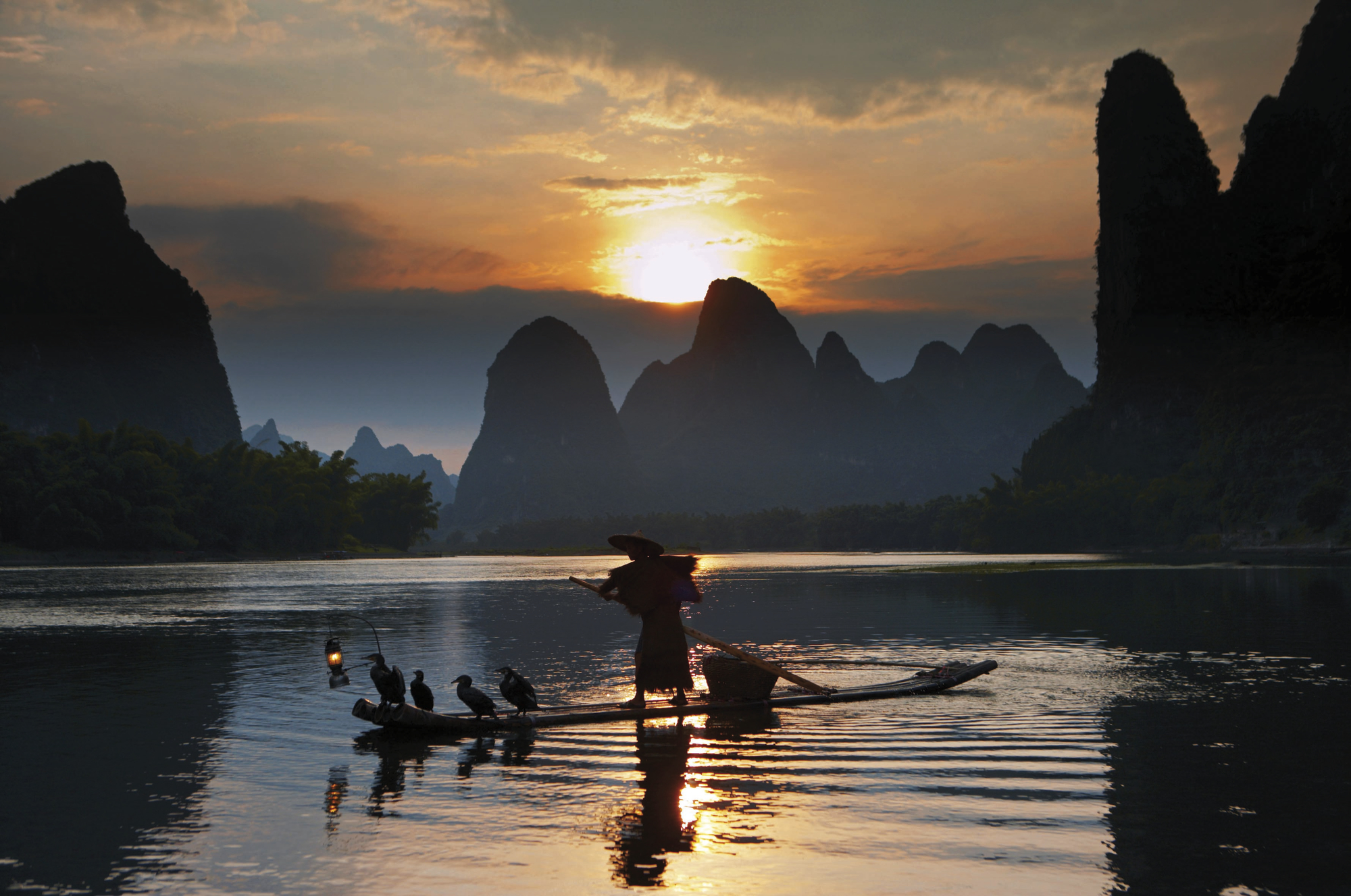 Sonnenuntrgang am Li-Fluss